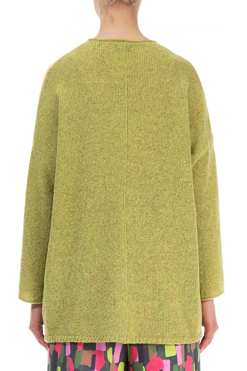 Side Split Golden Lime Wool Sweater 2