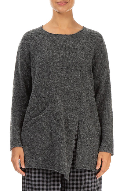 Side Split Grey Wool Sweater 1