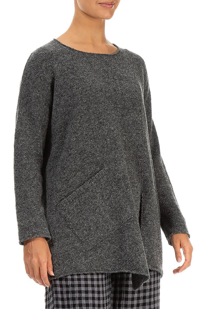 Side Split Grey Wool Sweater 3