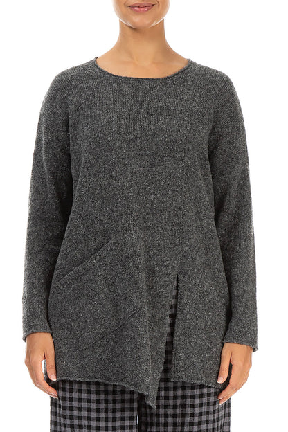 Side Split Grey Wool Sweater