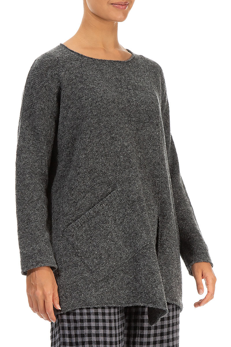 Side Split Grey Wool Sweater