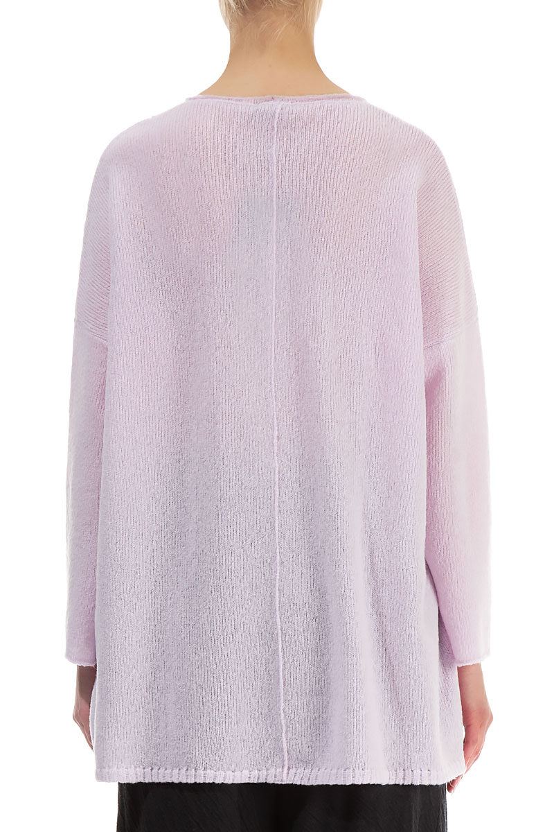 Side Split Light Pink Wool Sweater 3