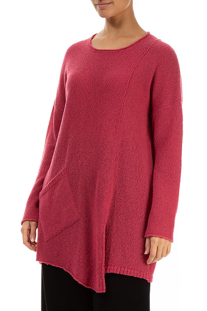 Side Split Pink Punch Wool Sweater 3