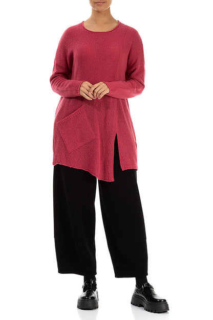 Side Split Pink Punch Wool Sweater 4