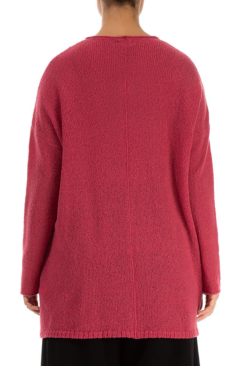 Side Split Pink Punch Wool Sweater 2