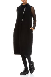 Cowl Neck Side Zip Black Cotton Jersey Dress 4