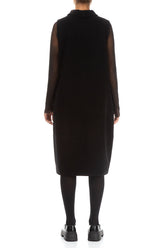 Cowl Neck Side Zip Black Cotton Jersey Dress 2
