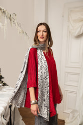 Silver Devoré Feather Silk Scarf 1