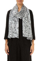 Silver Devoré Feather Silk Scarf 2
