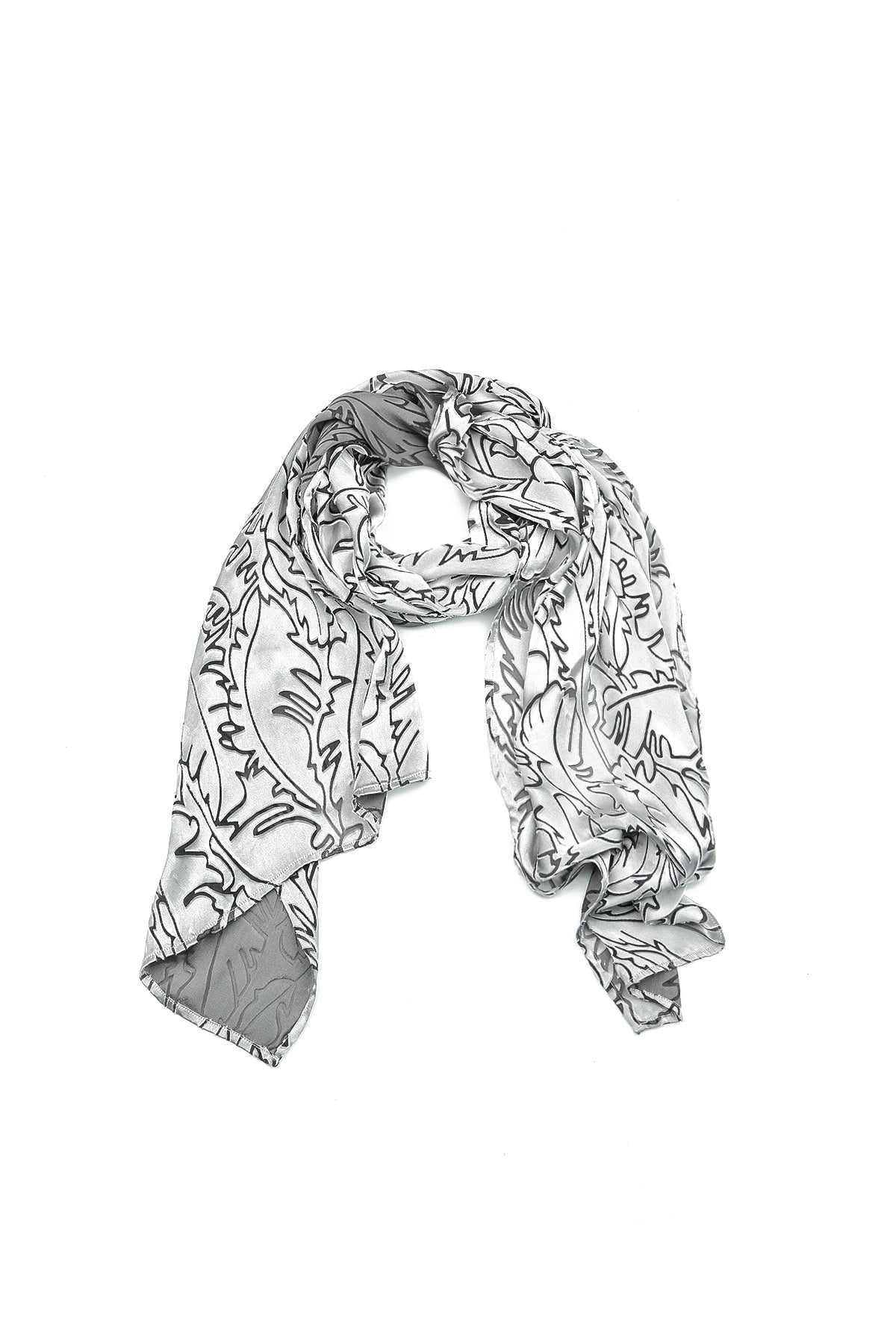 Silver Devoré Feather Silk Scarf 5