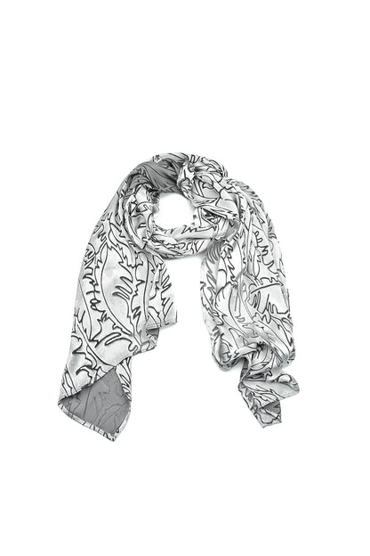 Silver Devoré Feather Silk Scarf 5