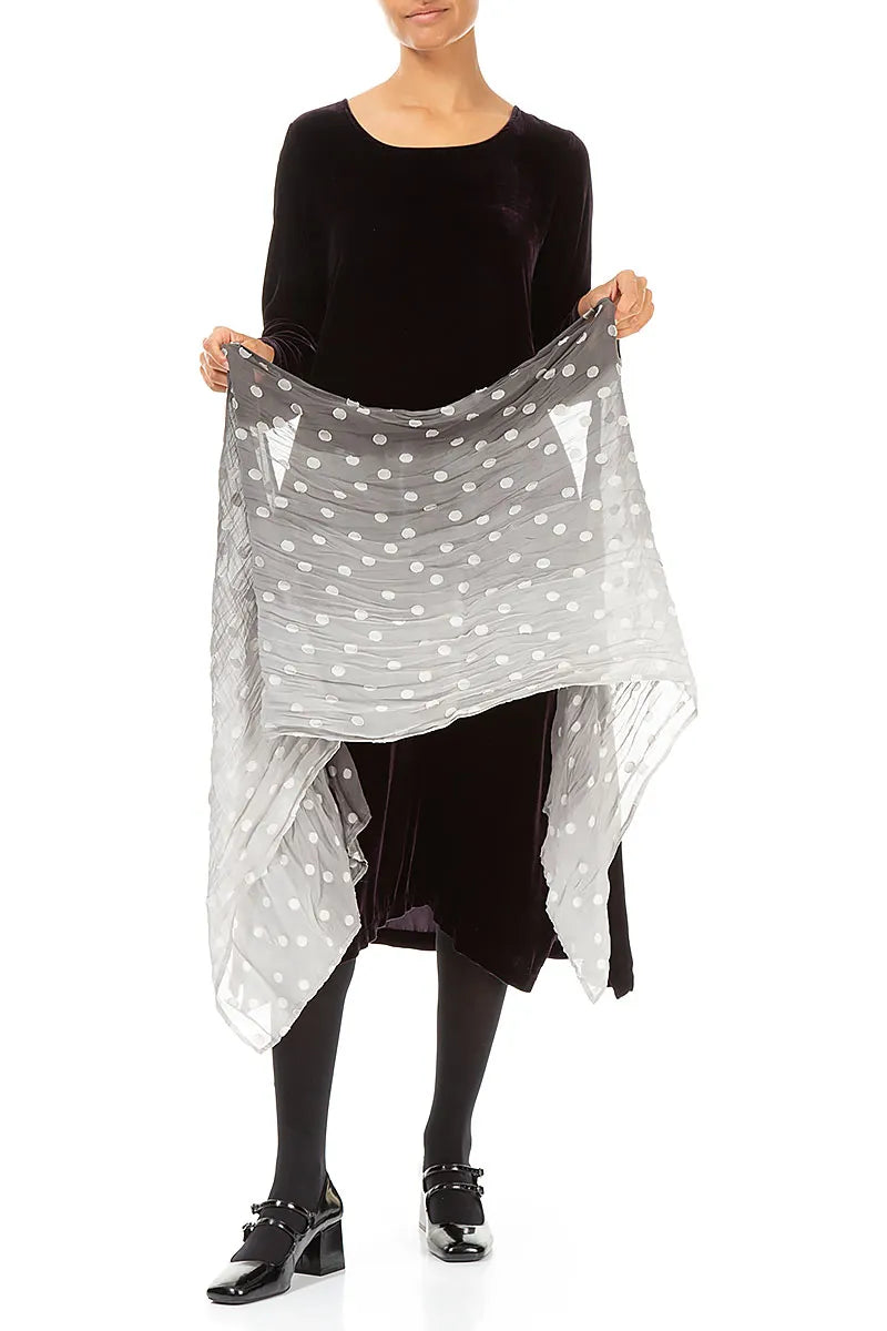 Silver Ombré Light Dotty Silk Scarf 4