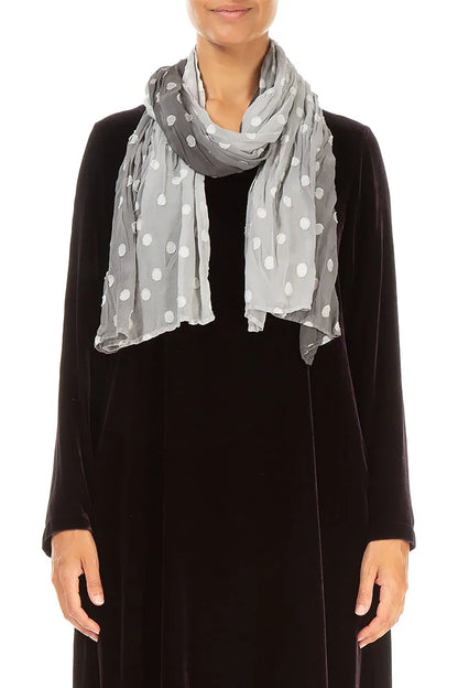 Silver Ombré Light Dotty Silk Scarf 1