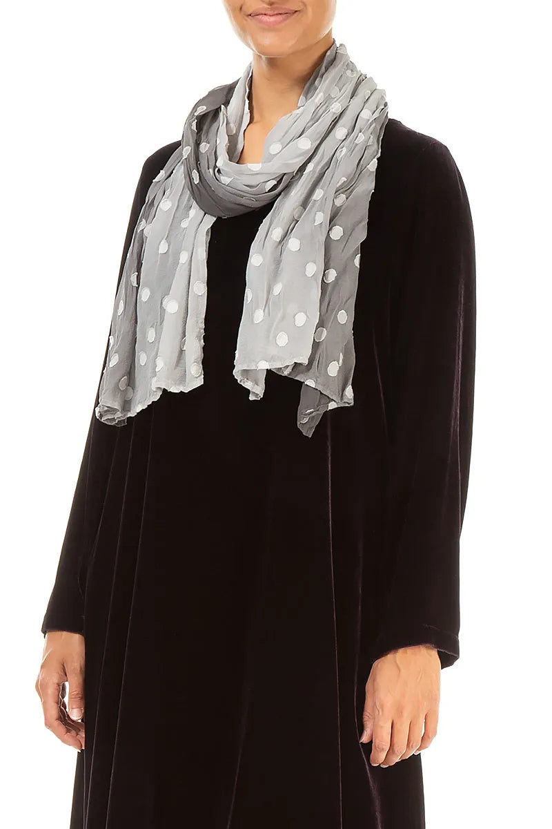 Silver Ombré Light Dotty Silk Scarf 3
