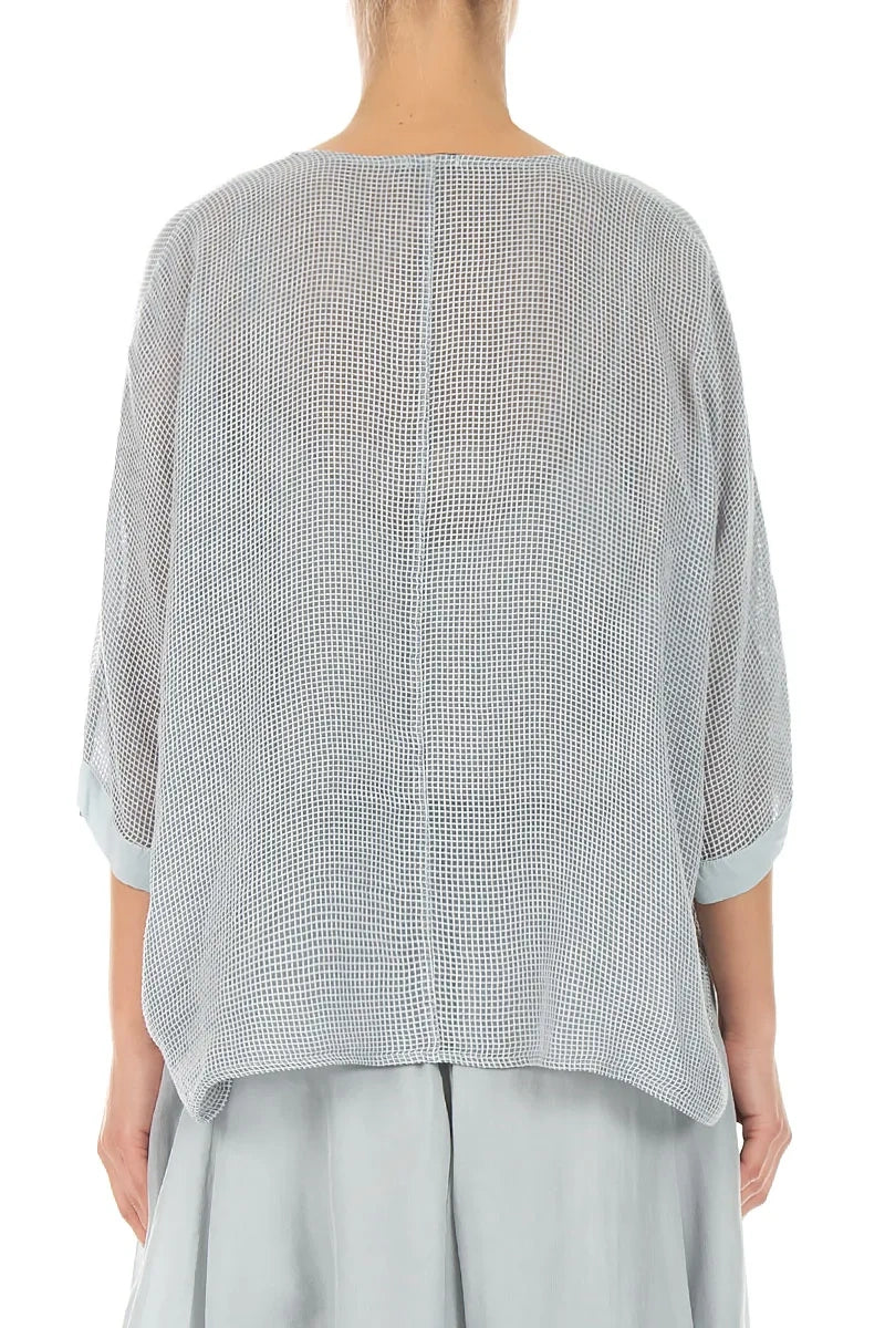 Silver Grey Centre Placket Mesh Silk Jacket 2