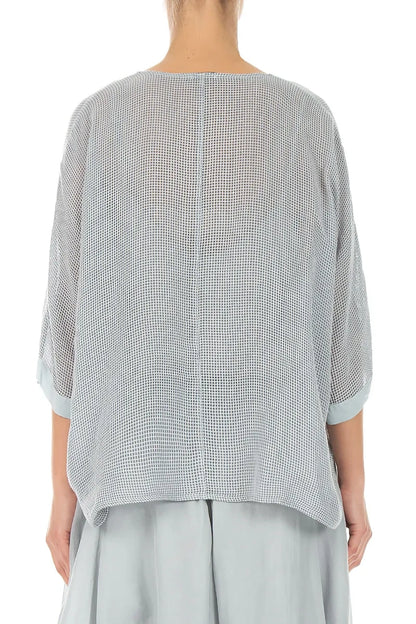 Silver Grey Centre Placket Mesh Silk Jacket 2