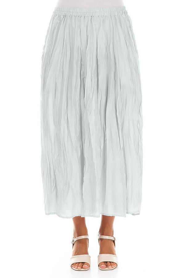 Silver Grey Crumpled Pure Silk Skirt