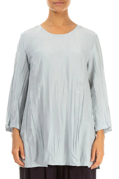 Silver Grey Crumpled Pure Silk Tunic 1