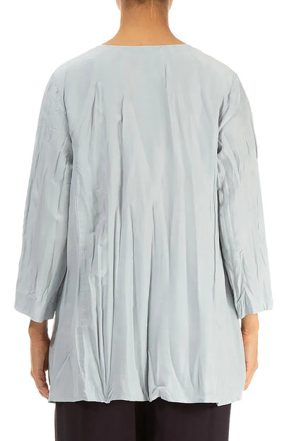 Silver Grey Crumpled Pure Silk Tunic 2