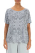 Silver Grey Floral Linen Jersey Top 1