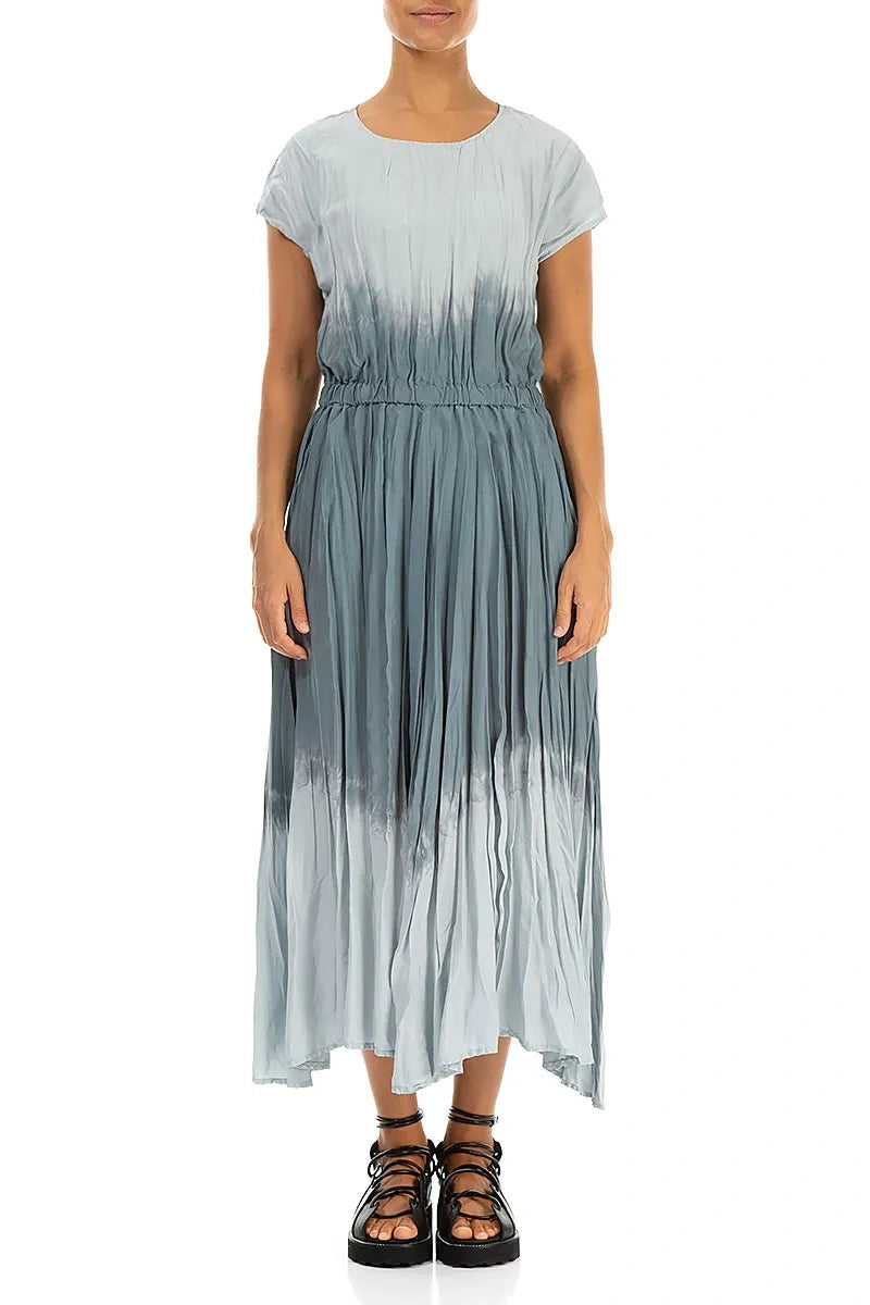 Silver Grey Ombré Pure Silk Dress 2