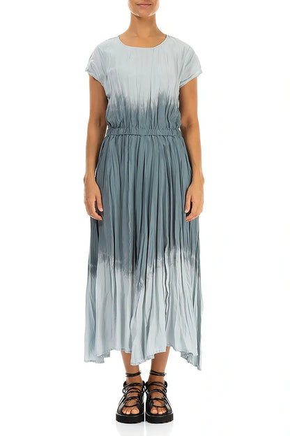 Silver Grey Ombré Pure Silk Dress 2