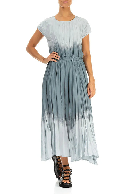 Silver Grey Ombré Pure Silk Dress 4
