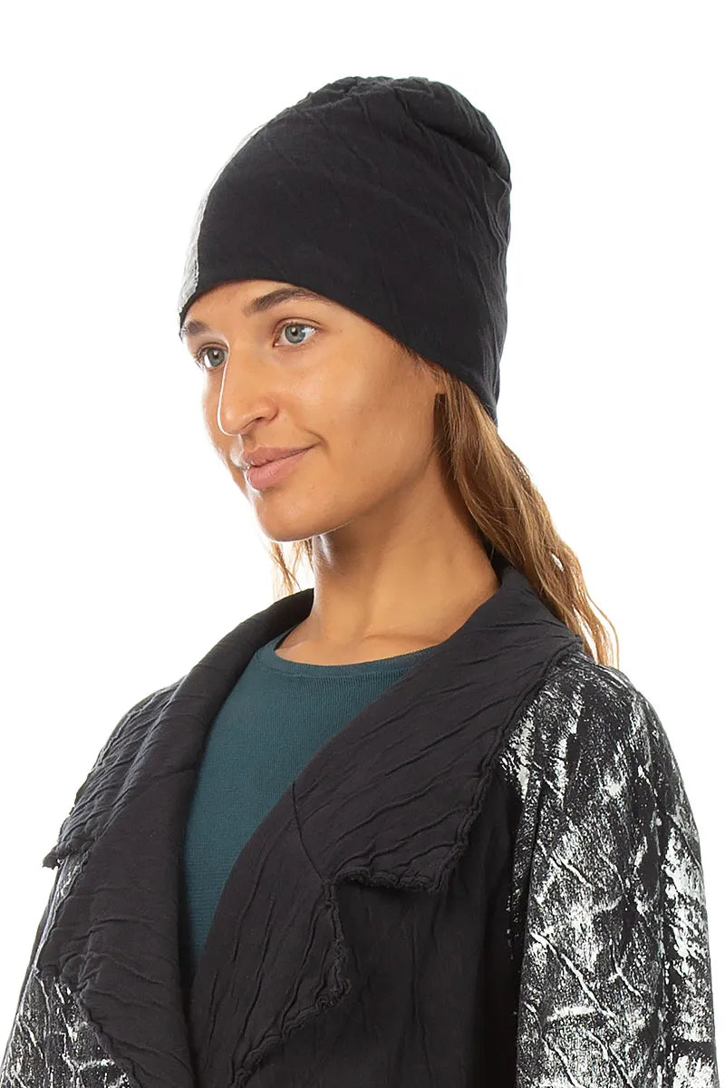 Silver Metallic Grey Wavy Cotton Beanie Hat