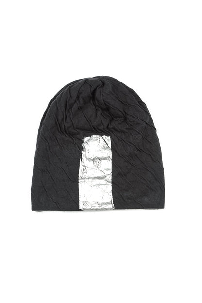 Silver Metallic Grey Wavy Cotton Beanie Hat
