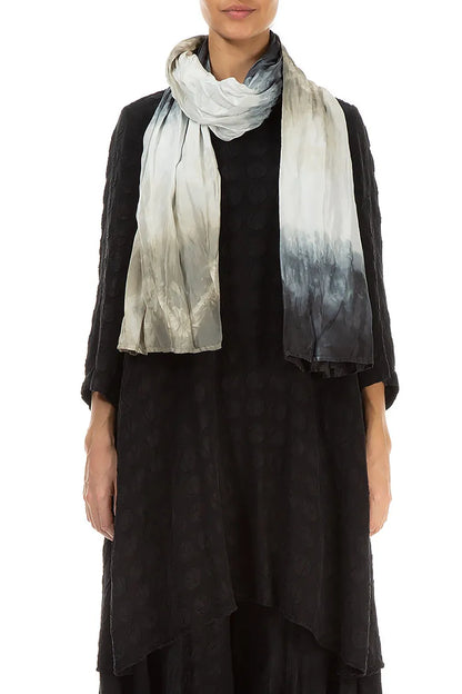 Silver Ombré Pure Silk Scarf 1