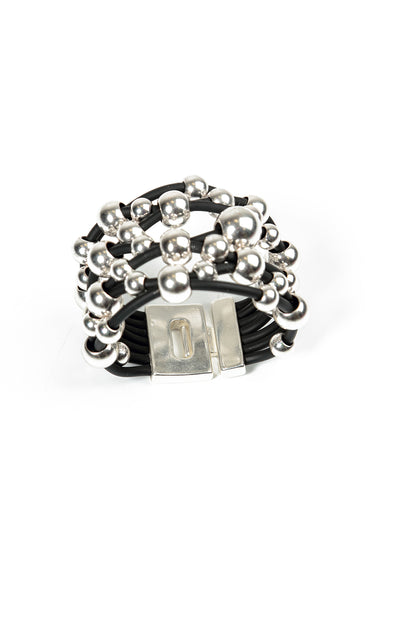 Silver Orbits Rubber Bracelet