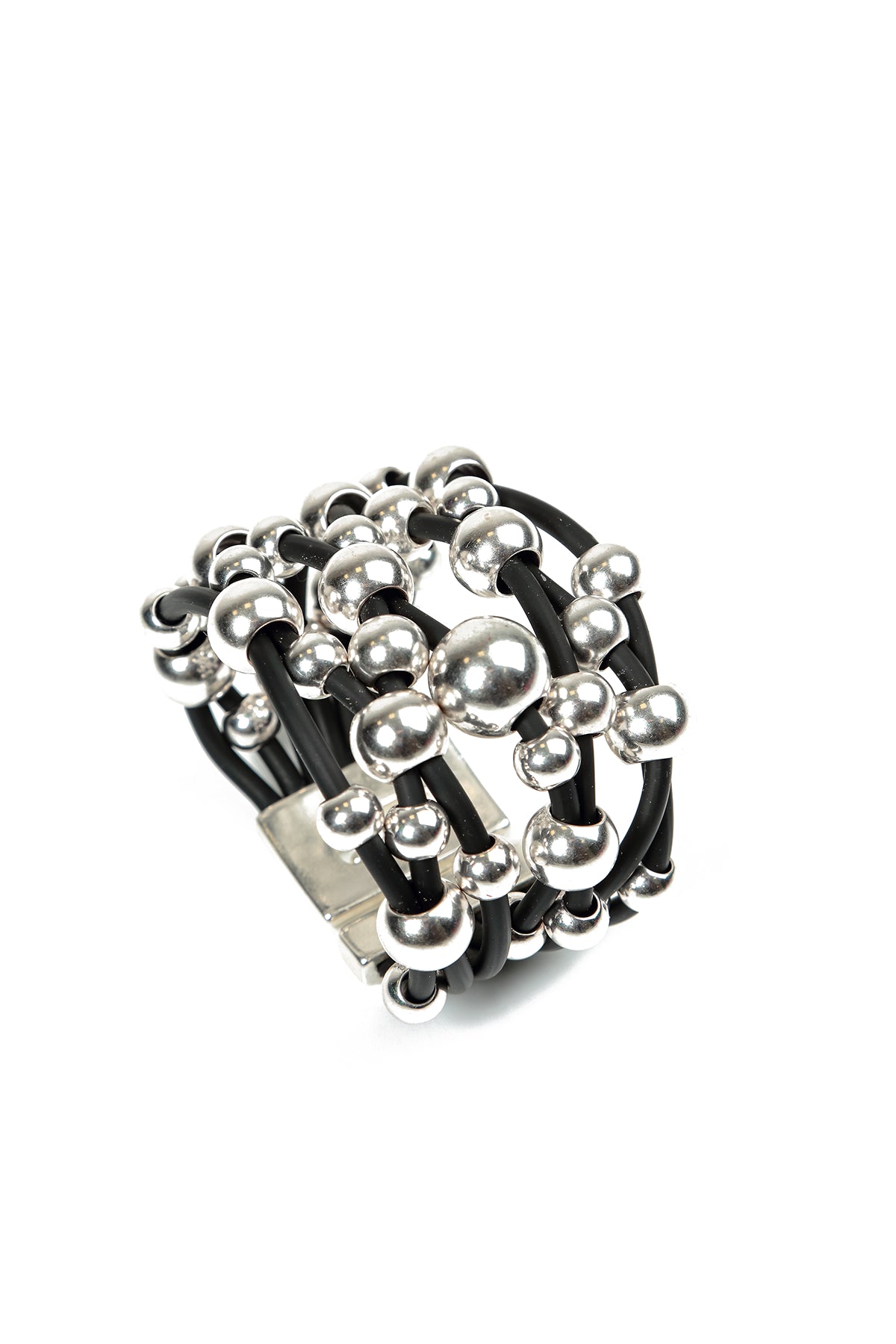 Silver Orbits Rubber Bracelet