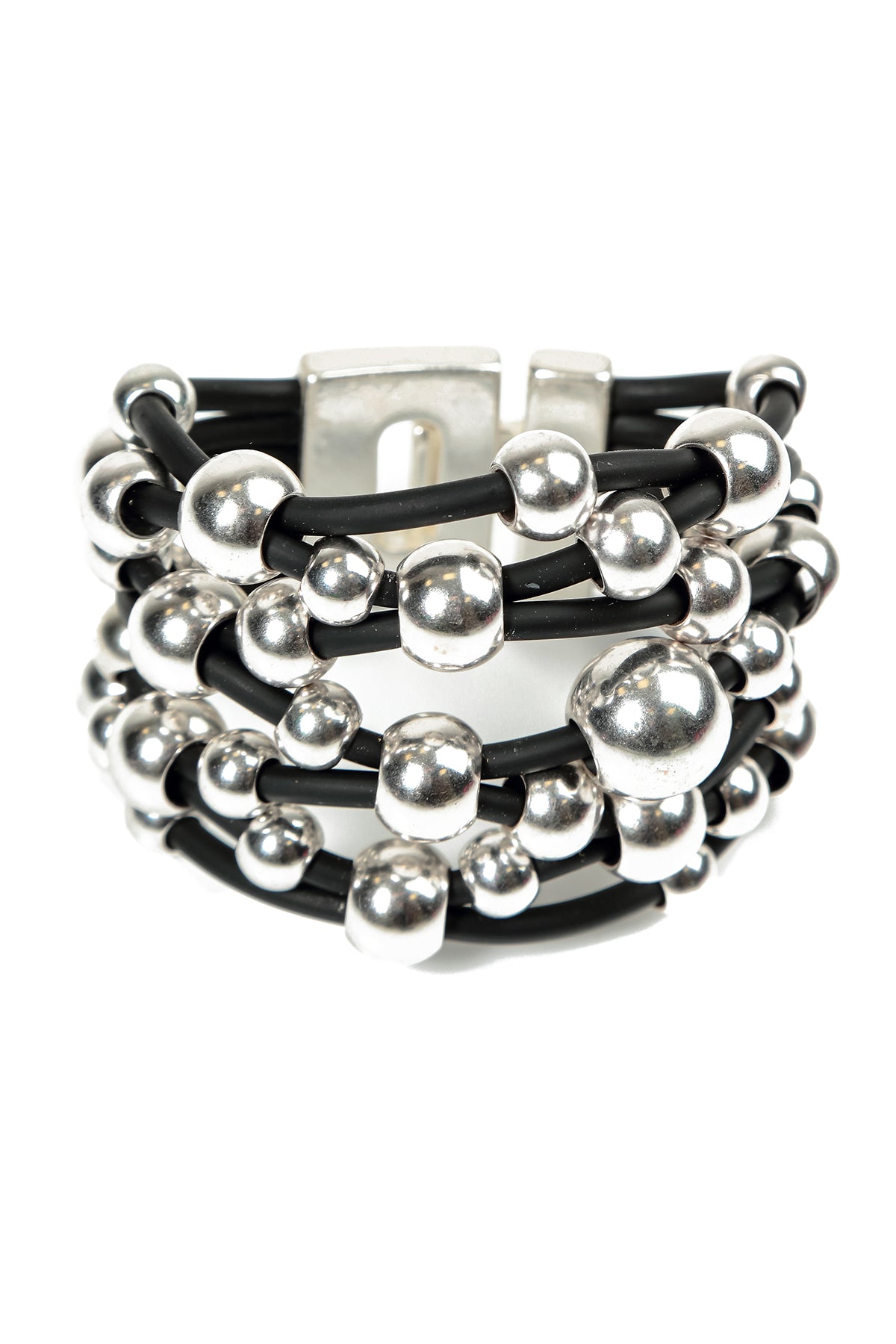 Silver Orbits Rubber Bracelet