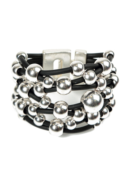 Silver Orbits Rubber Bracelet