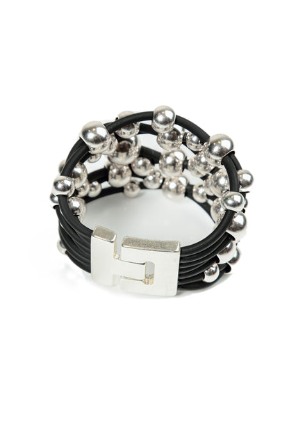 Silver Orbits Rubber Bracelet