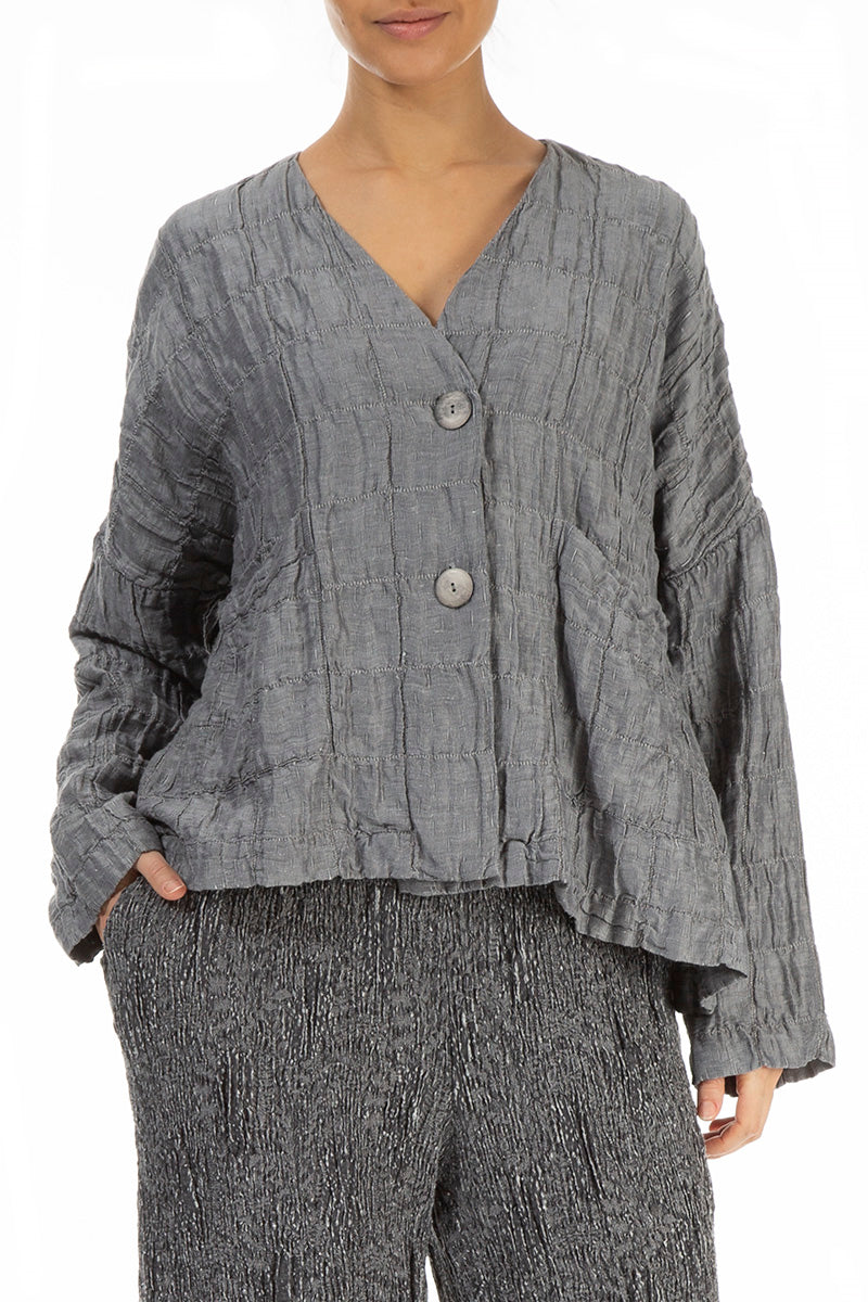 Silver Pleated Silk Linen Jacket 5