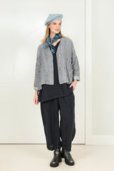 Silver Pleated Silk Linen Jacket 8