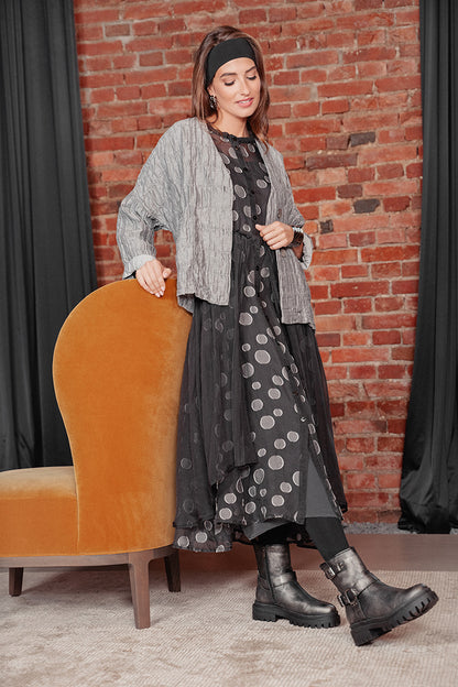 Silver Pleated Silk Linen Jacket 1