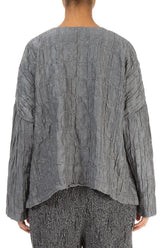Silver Pleated Silk Linen Jacket 3