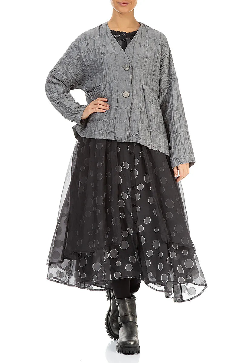 Silver Pleated Silk Linen Jacket 6