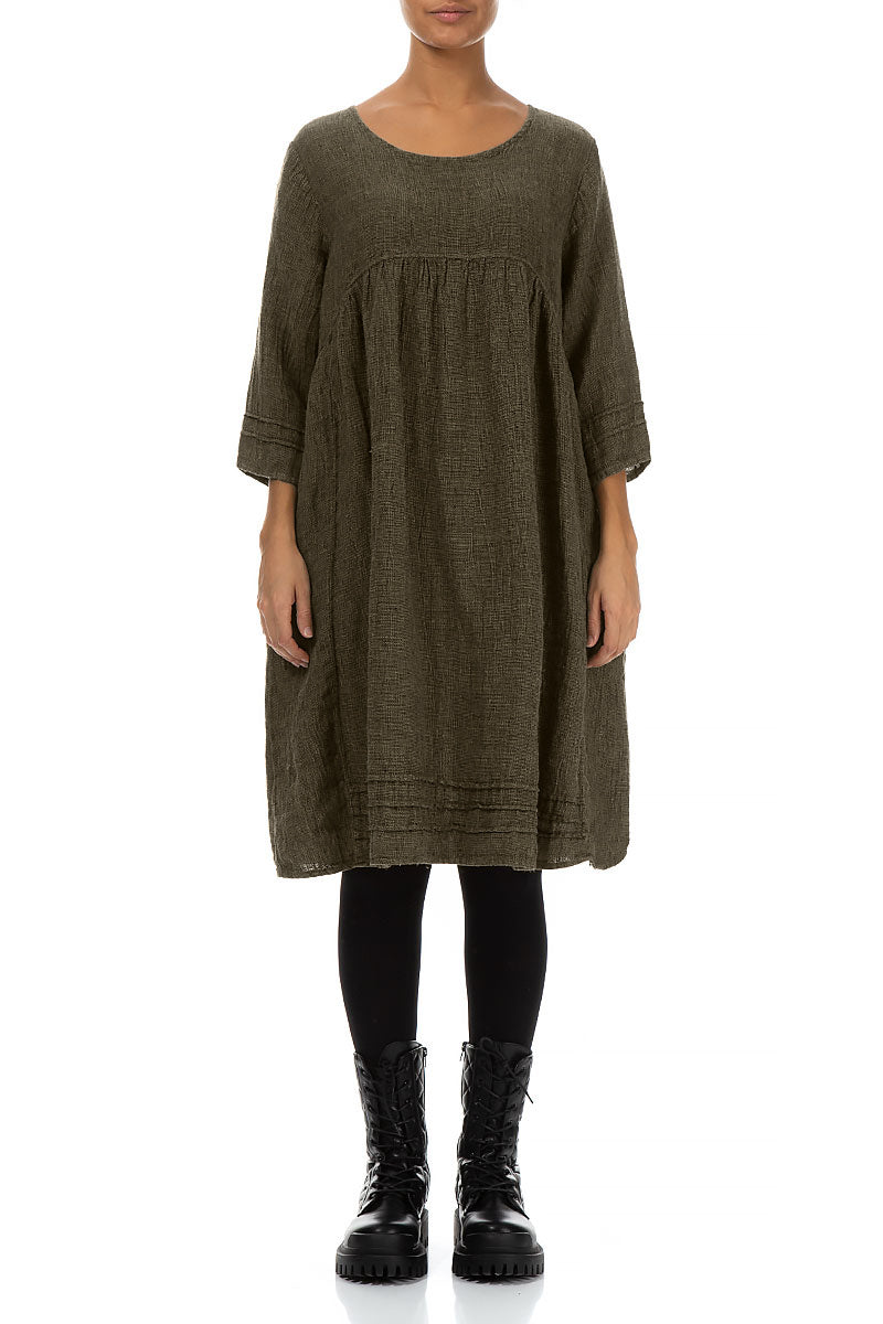 Silver Sage Mélange Linen Smock Dress