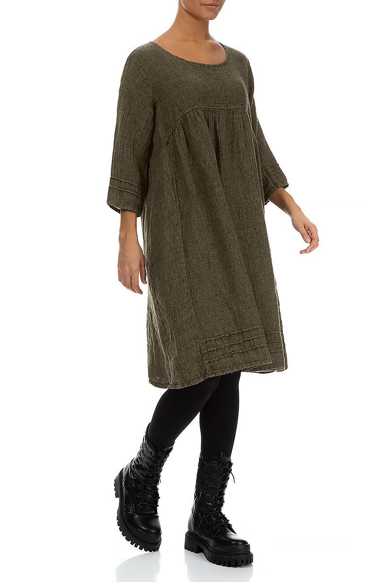 Silver Sage Mélange Linen Smock Dress