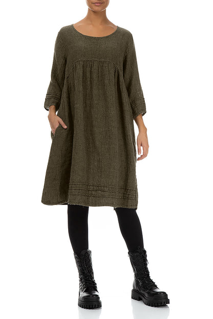 Silver Sage Mélange Linen Smock Dress