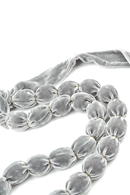 Silver Silk Velvet Bead Necklace