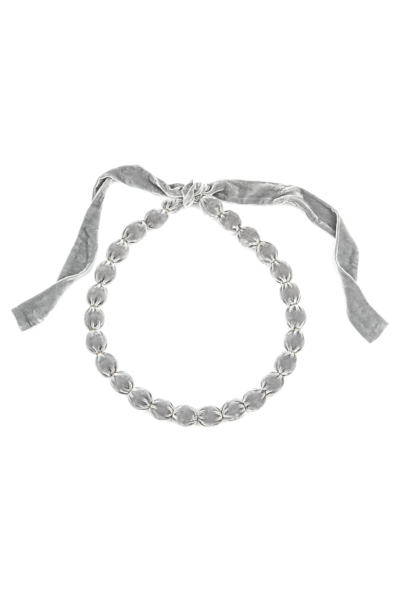 Silver Silk Velvet Bead Necklace