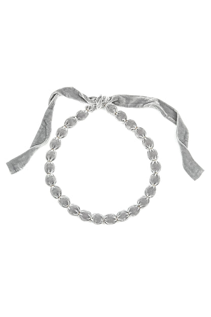 Silver Silk Velvet Bead Necklace