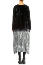 Silver Silk Velvet Ombré Shift Dress 2