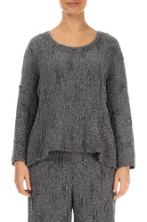 Silver Textured Silk Linen Blouse 1