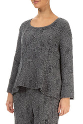 Silver Textured Silk Linen Blouse 3