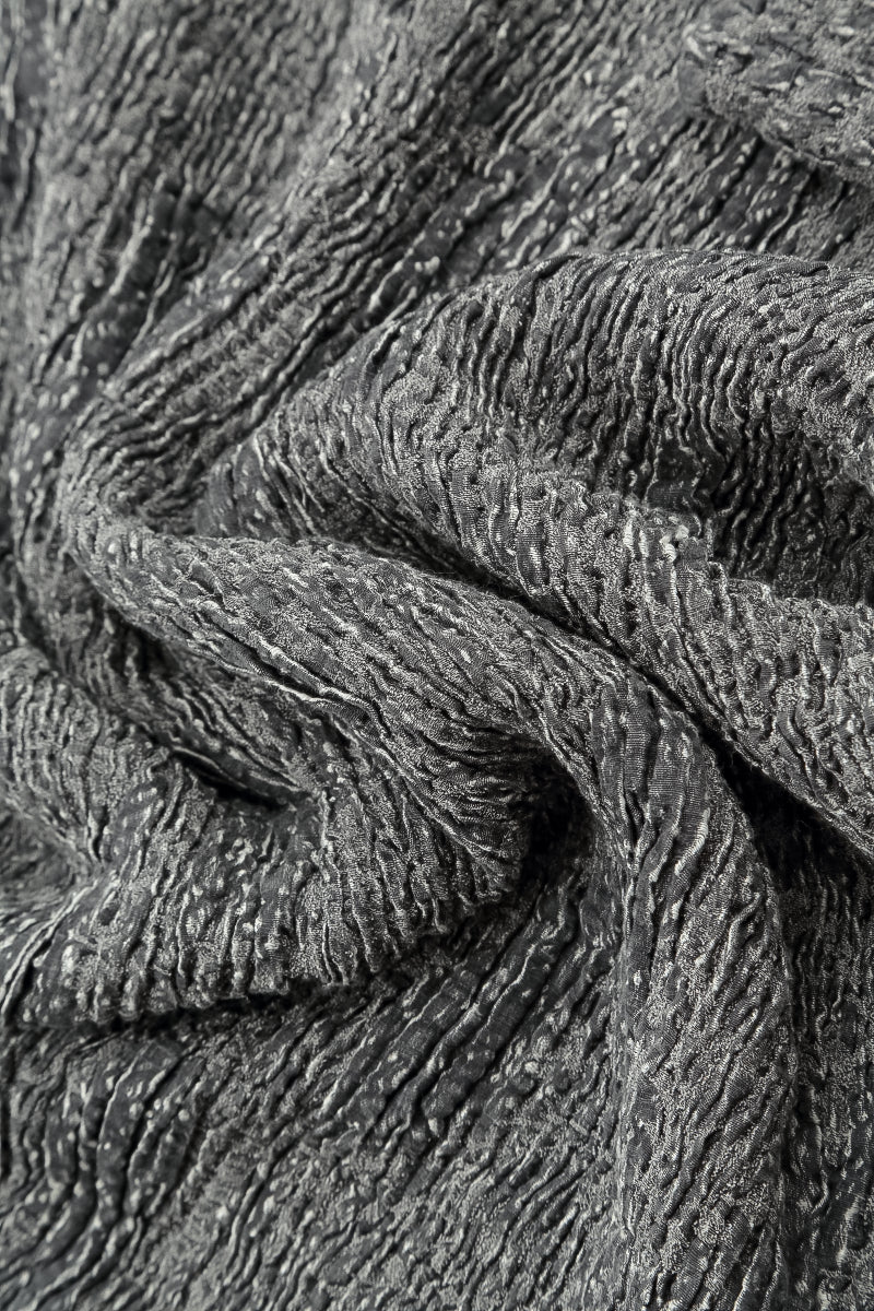 Silver Textured Silk Linen Pencil Skirt 5